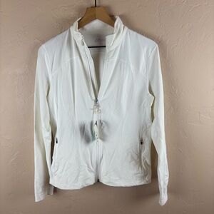 NWT Eddie Bauer Women's White Move Along Jacket Sport Yoga Collection Large